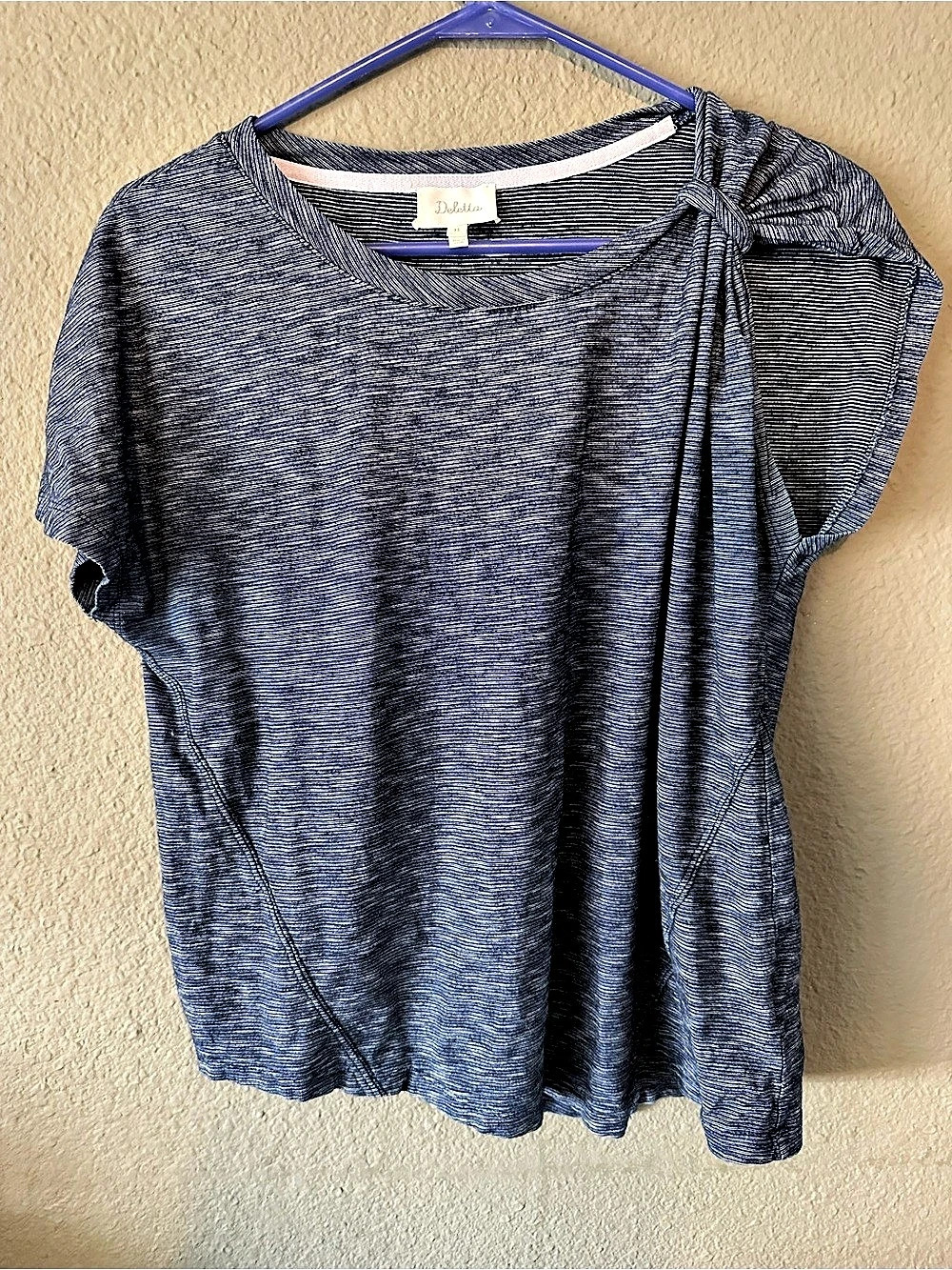 Delotta Striped Short Sleeve Top in Blue & White Size XS Like New